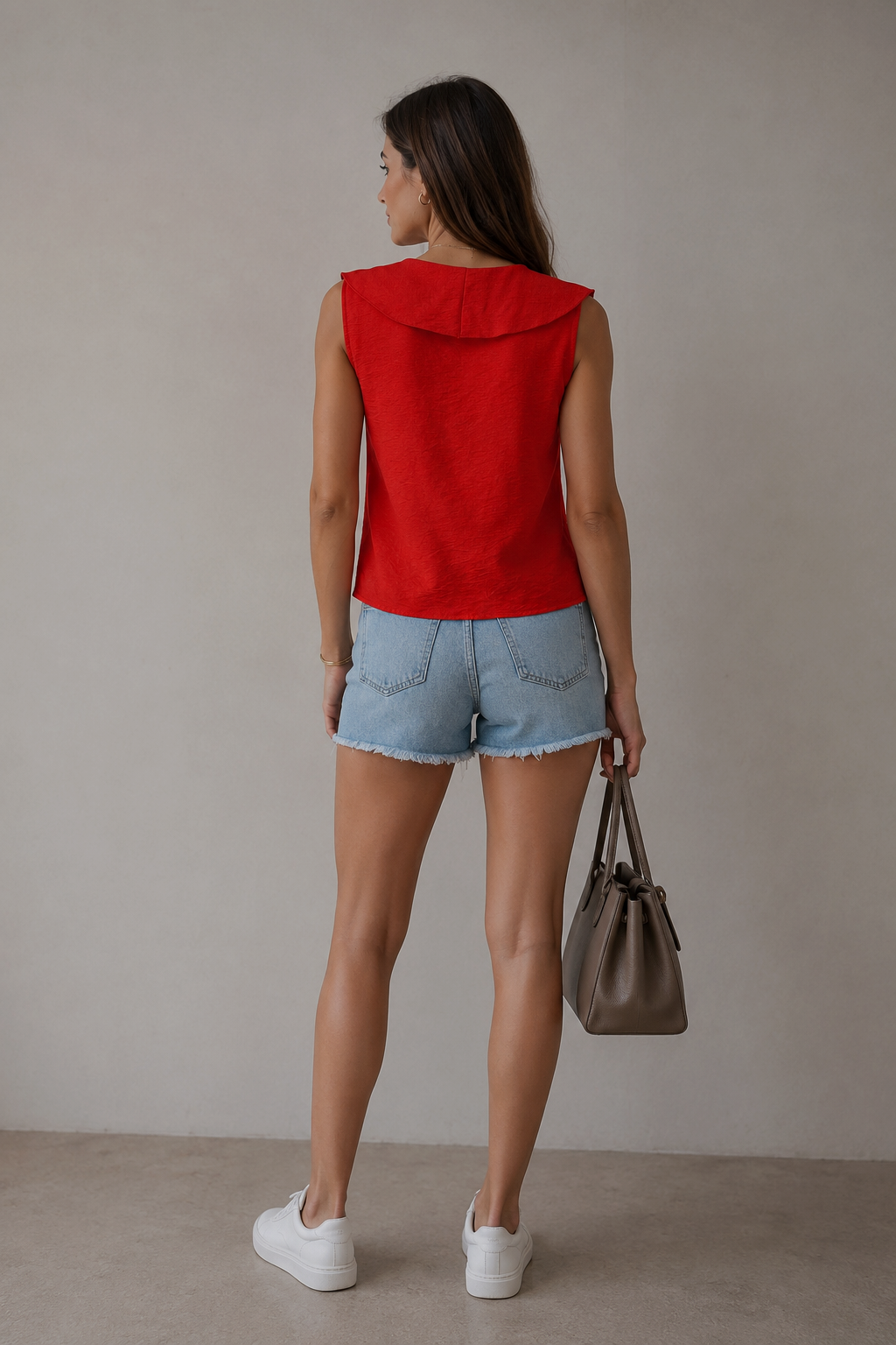 Blusas Para Mujer Con Manga Corta y Olanes N61147 Rojo