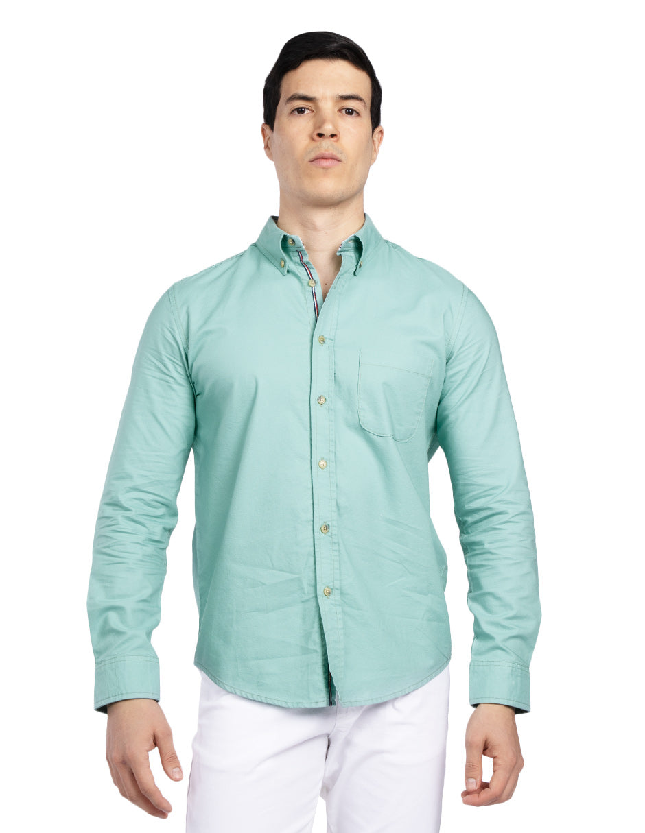 Camisas Para Hombre Regular Fit Oxford B51111 Verde
