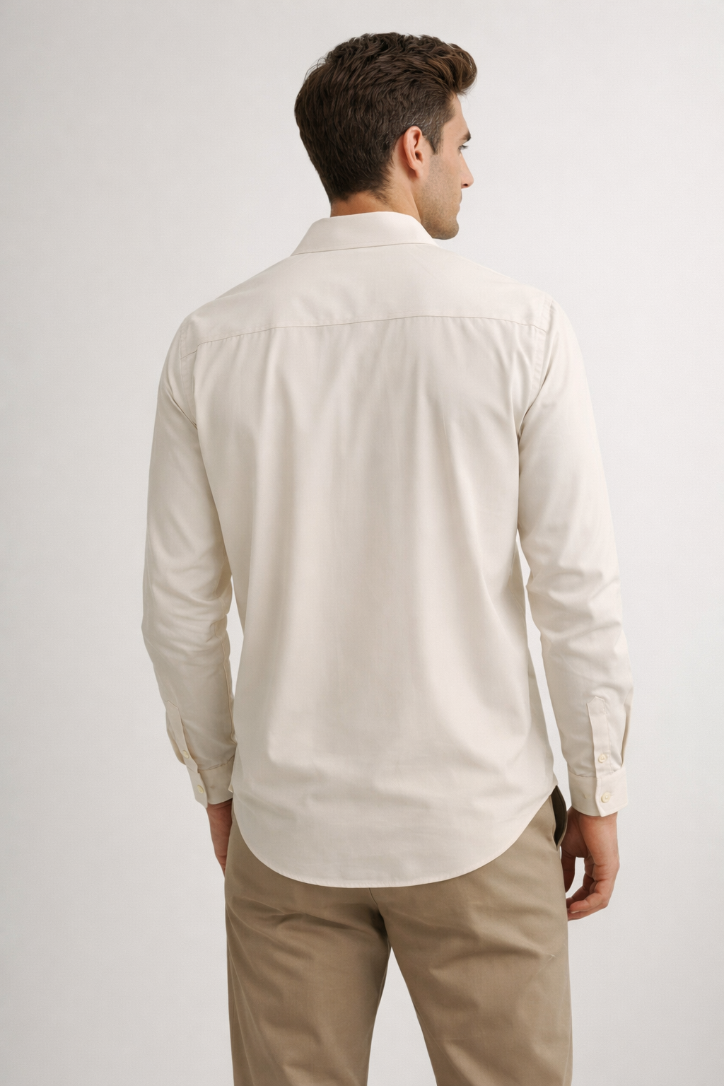 Camisa para Hombre Super Stretch Sin Costura Antiarrugas B61402 Hueso