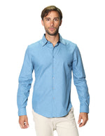 Camisas Para Hombre Manga Larga Mate Textura B45301 Azul