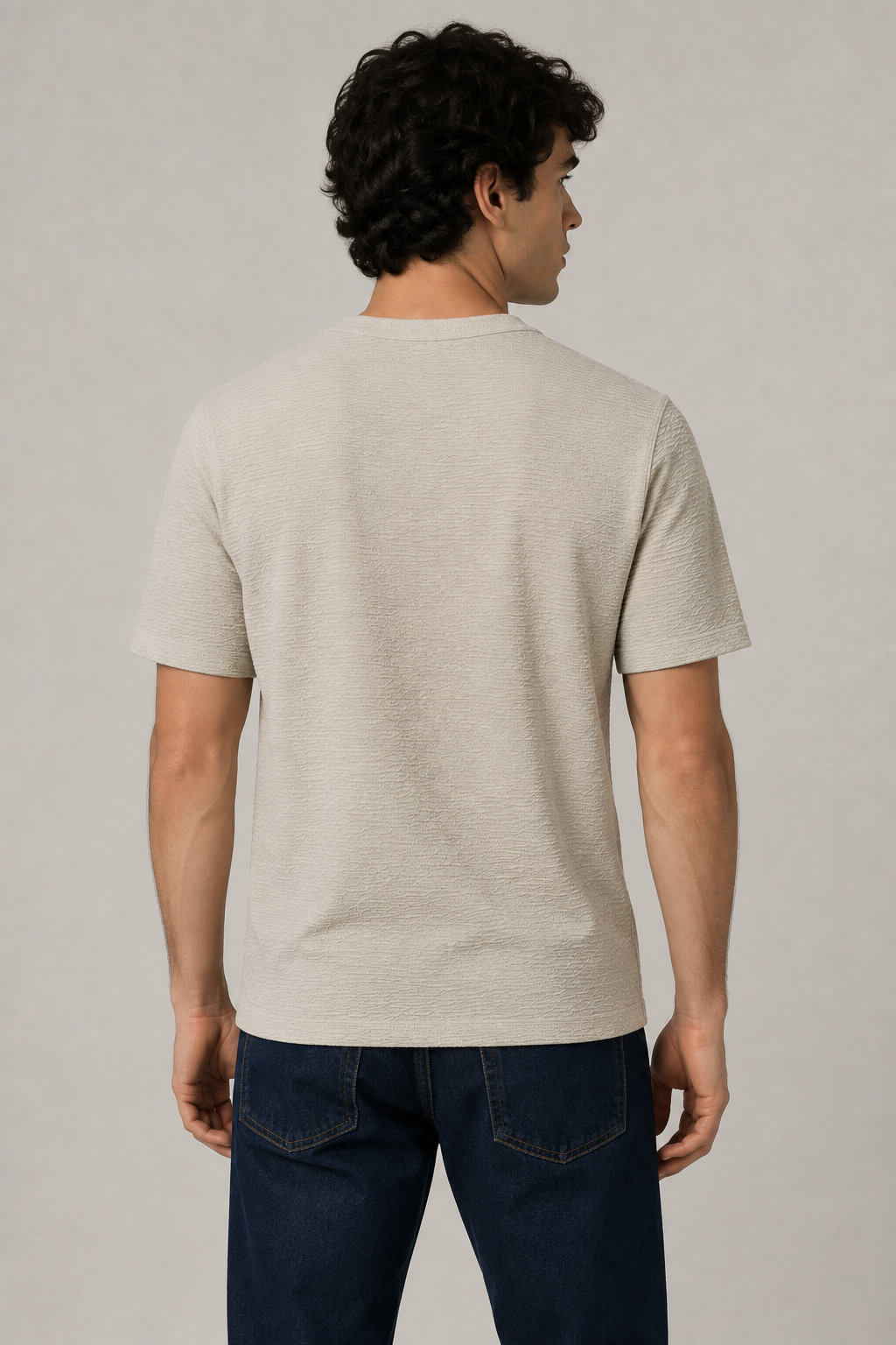 Playeras Para Hombre Manga Corta Con Textura A61304 Arena