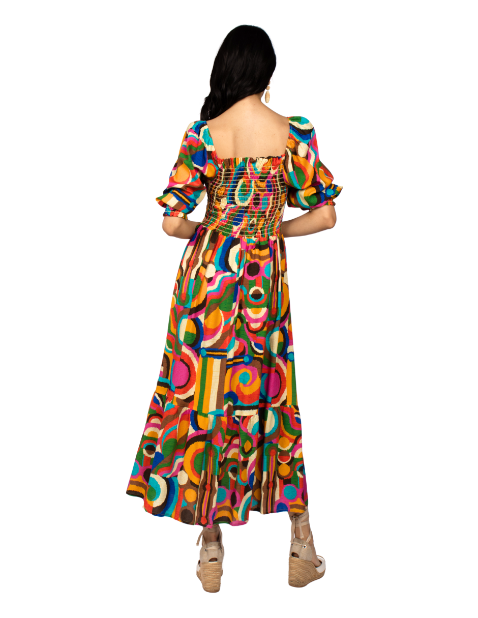 Vestidos Para Mujer Largo Smok Escotado S51127 Unico