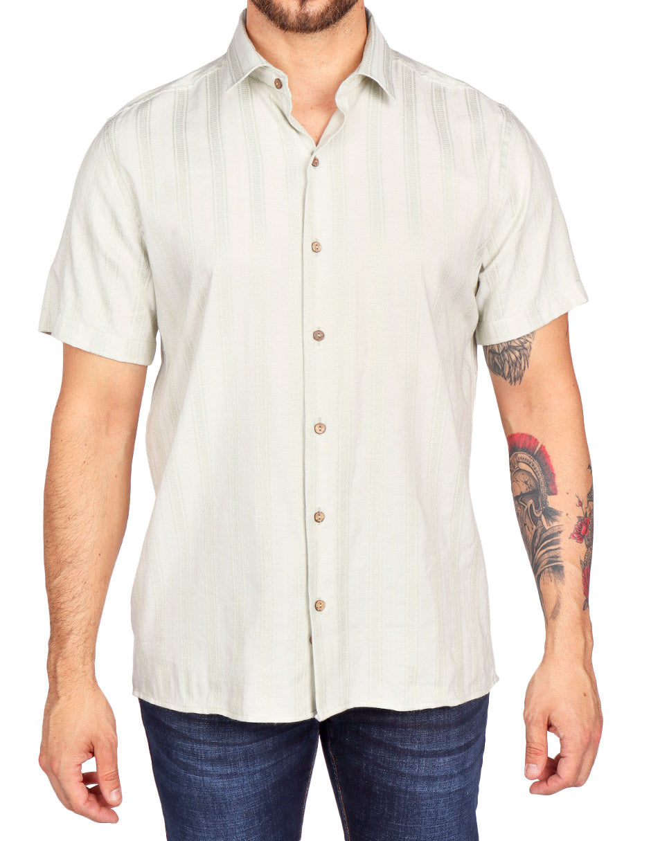 Camisas Para Hombre Jacquard Dobie B51354 Verde