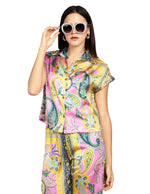 Blusas Para Mujer Camisera Paisley Satinada N51116 Rosa