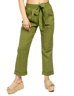 Pantalones Para Mujer Tipo Lino Con Cinta W51102 Olivo