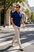 Camisas Para Hombre Manga Corta Jacquard  B61351 Marino