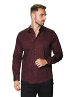 Camisas Para Hombre Manga Larga Lisa B45304 Vino