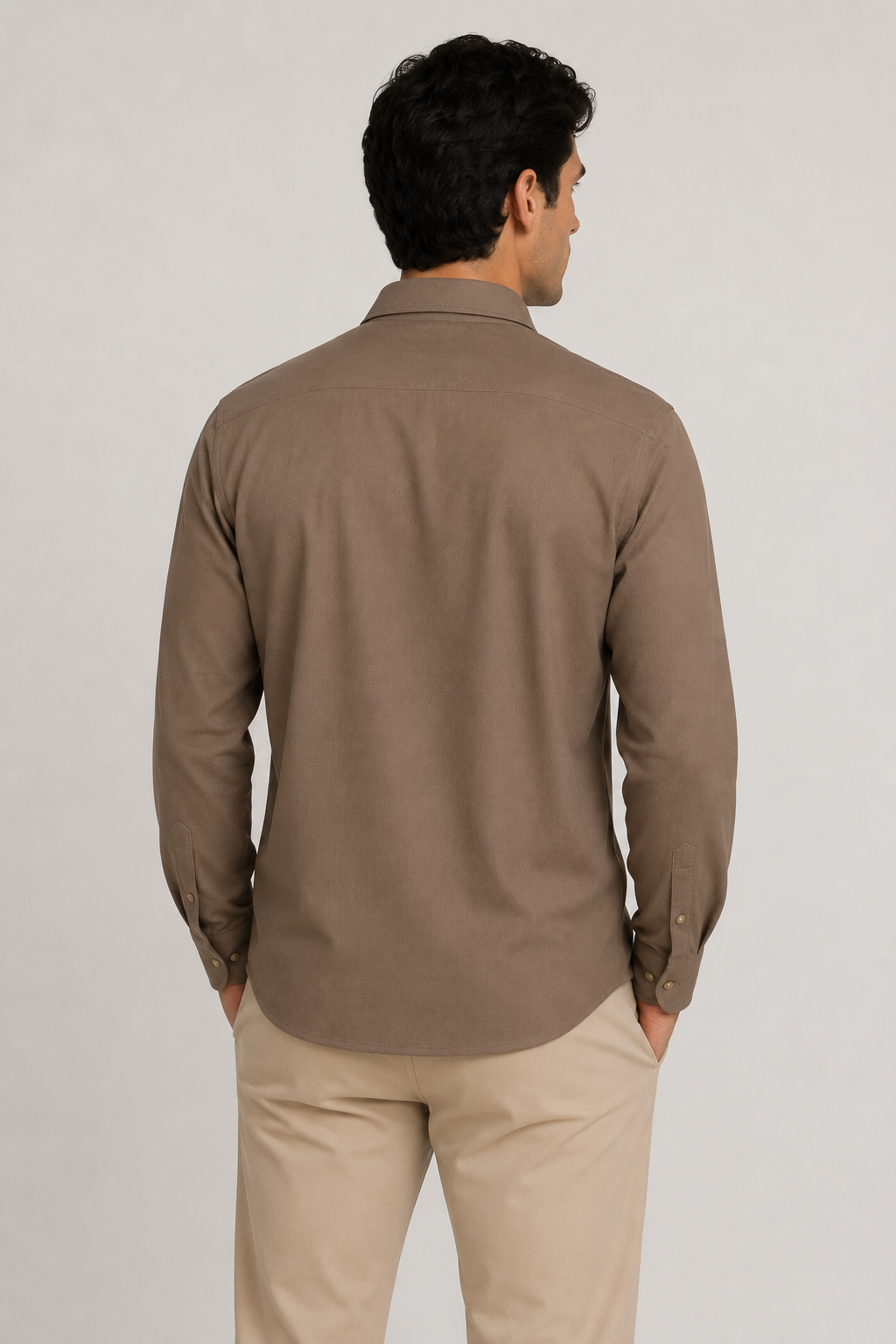 Camisas Para Hombre Super Stretch Jacquard Sin Arrugas B55404 Camel