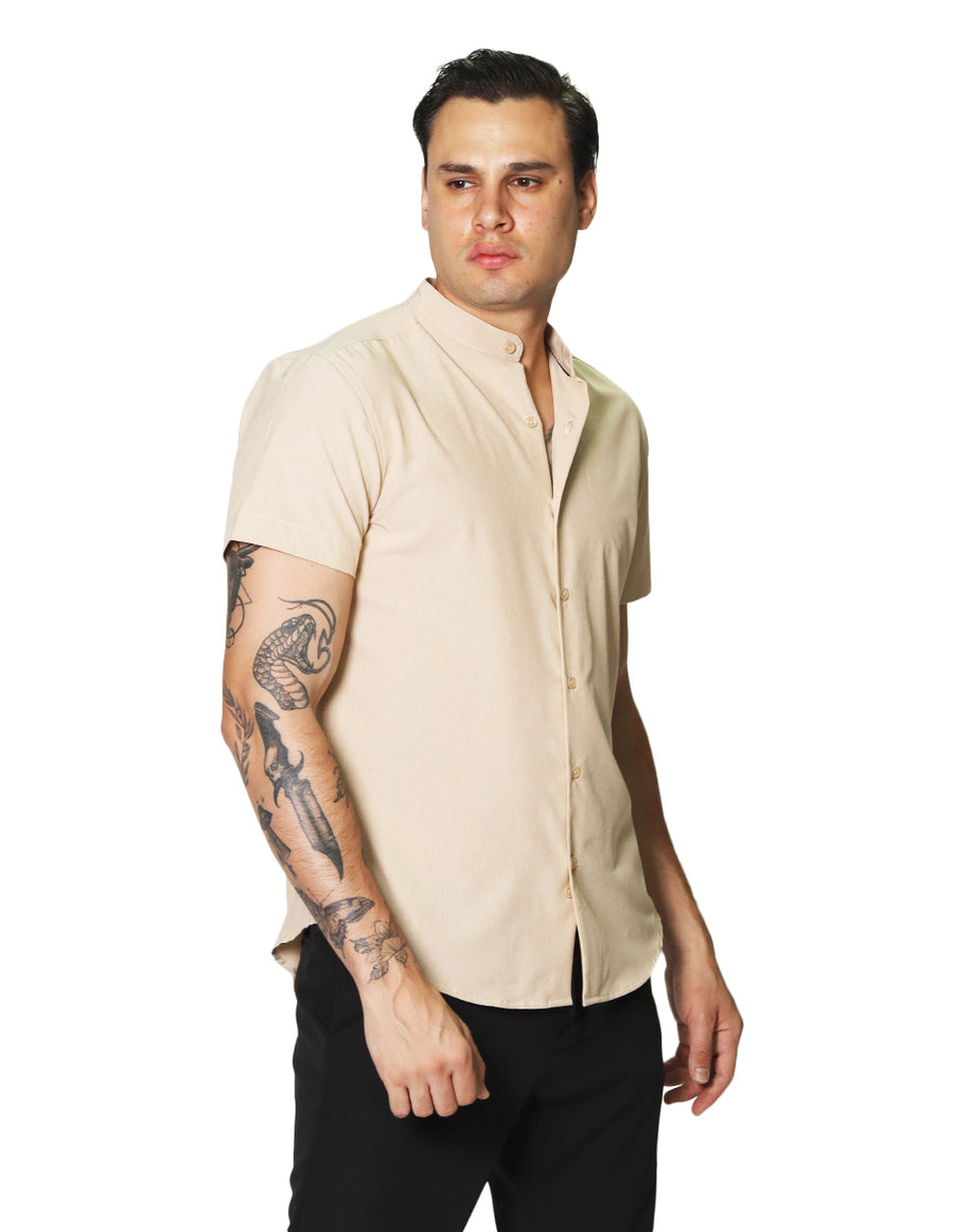 Camisa cuello mao slim fit hot sale