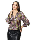 Blusas Para Mujer Bobois Moda Casuales Camisera De Cuello V Satinada Con Estampado De Flores N33111 Unico