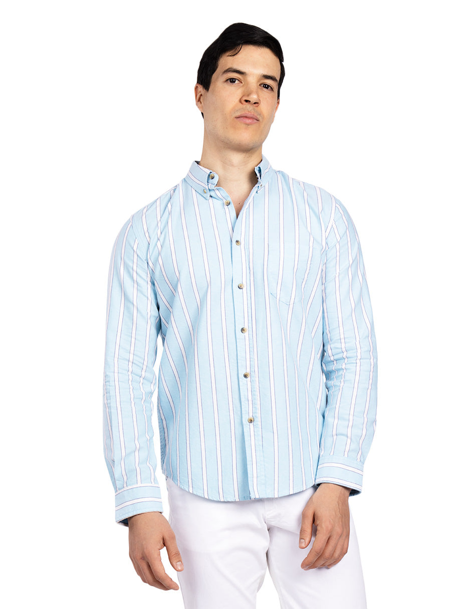 Camisas Para Hombre Regular Fit Oxford B51115 Aqua