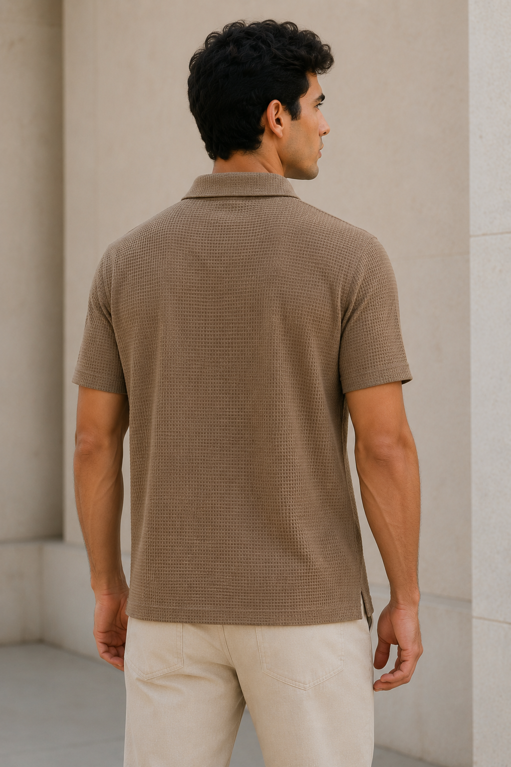 Playeras Polo Para Hombre Premium Con Textura A55405 Camel