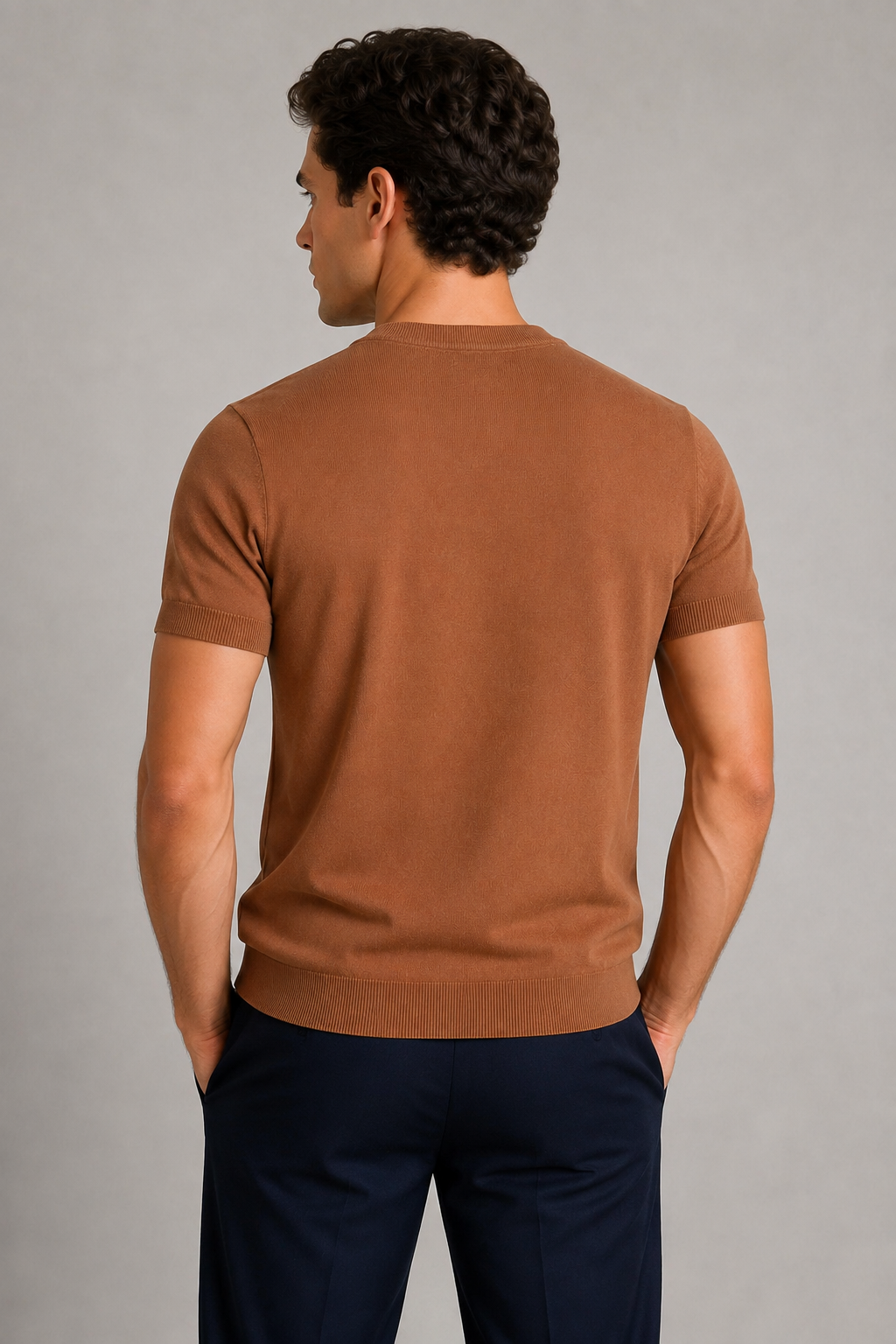 Playeras Para Hombre de Punto Cuello Redondo A61451 Cocoa