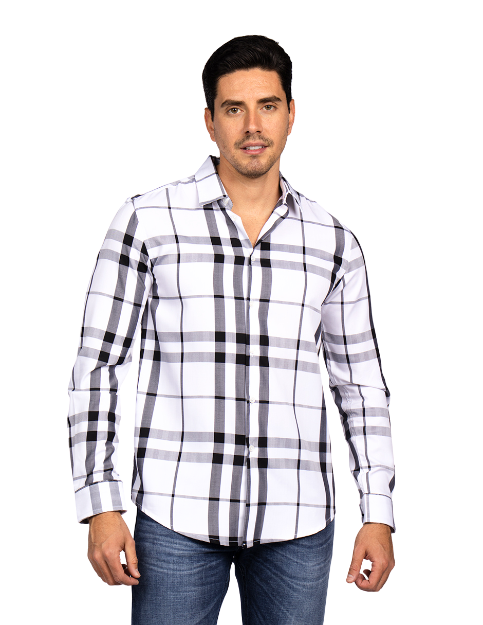 Camisas Para Hombre Bambú Manga Larga B51339 Blanco