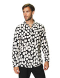 Camisas Para Hombre Manga Larga Estampado Circulos B45510 Negro