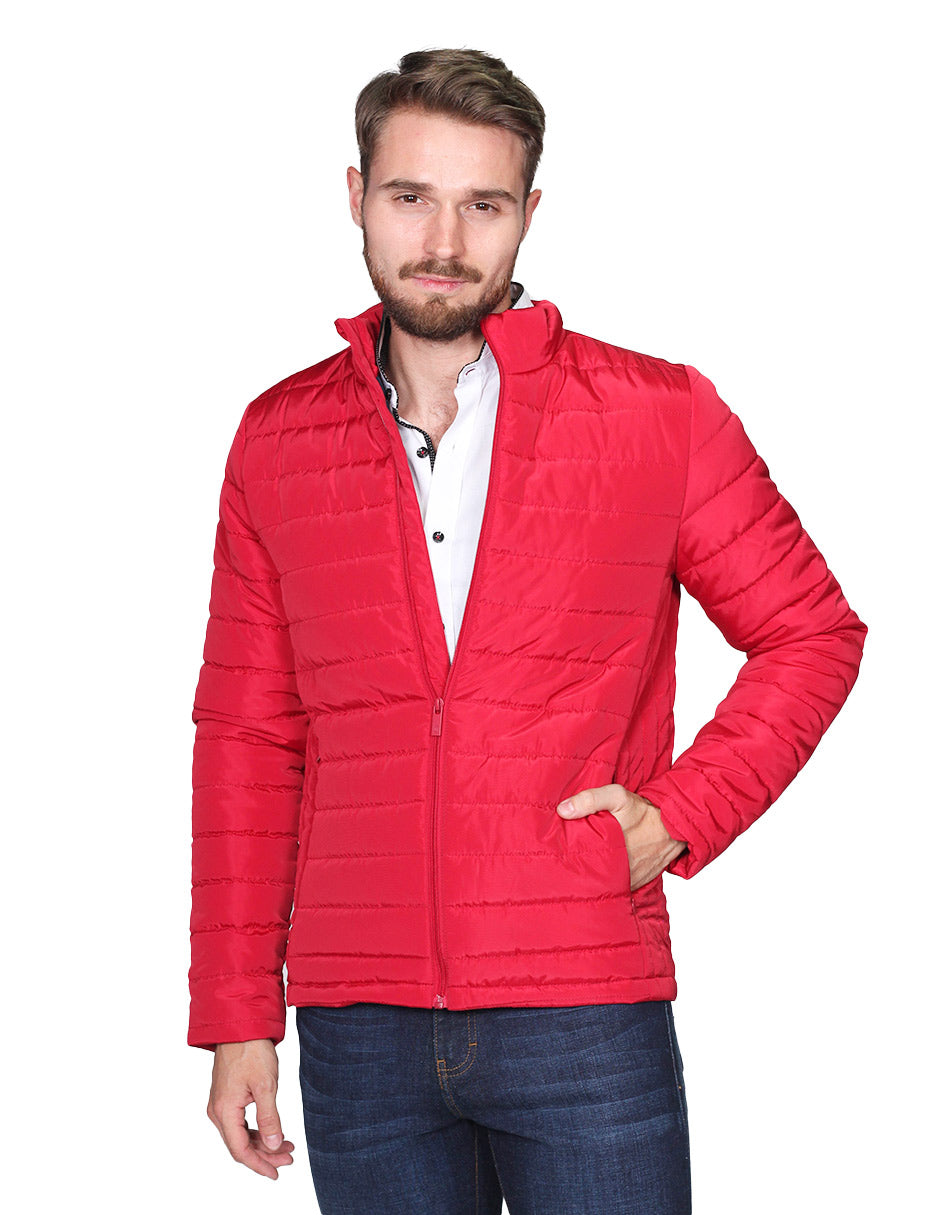 Chamarras Para Hombre Cuello Alto Con Relleno D15102 Rojo