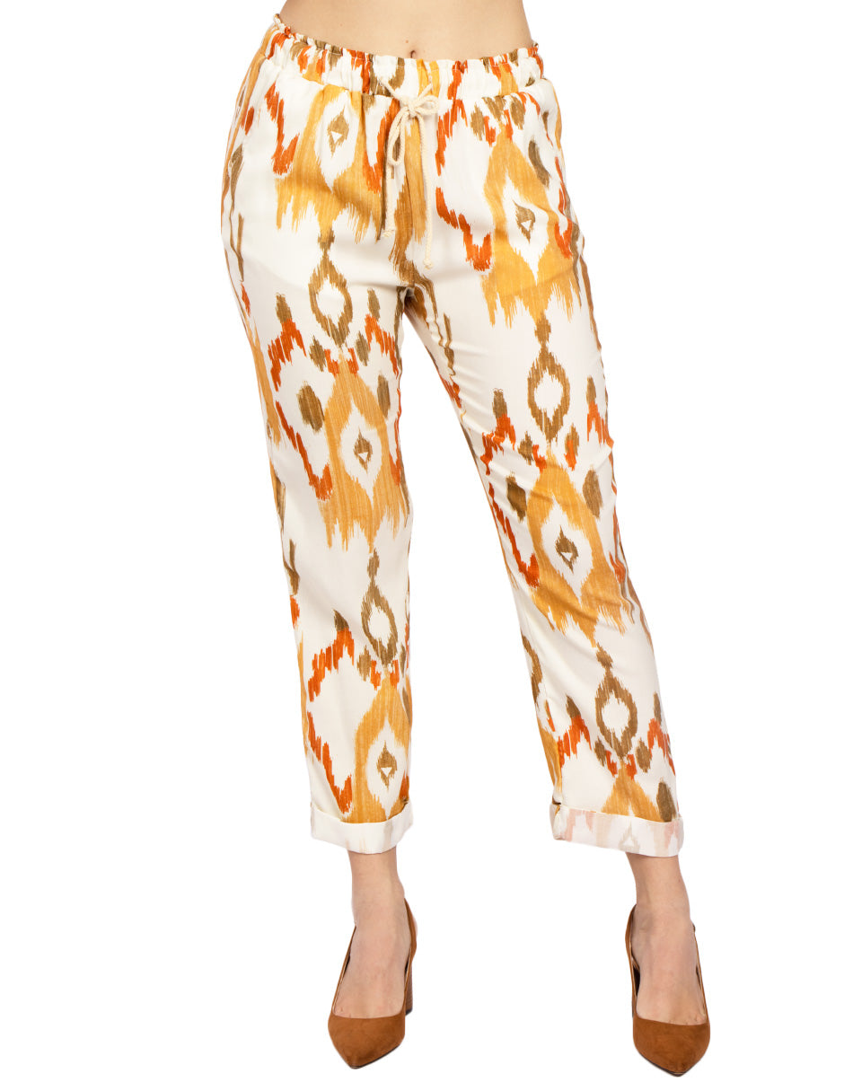Pantalones Para Mujer Roll Up Estampado W51109 Hueso