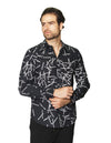 Camisas Para Hombre Manga Larga Estampada B45536 Negro