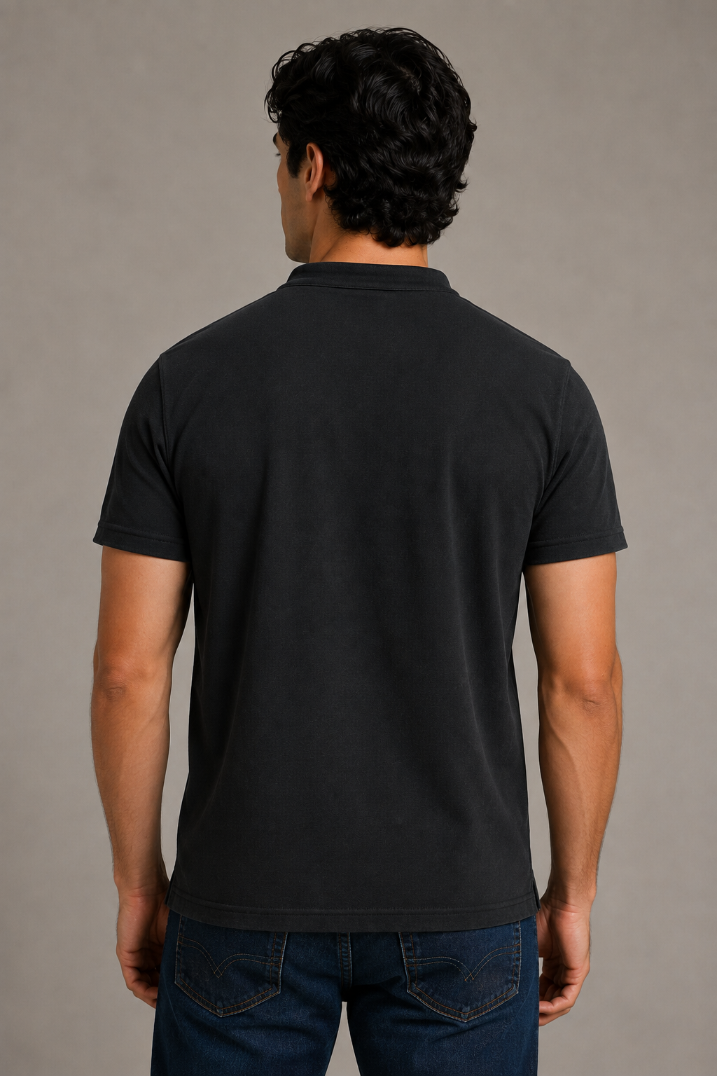 Playeras Polo Para Hombre Cuello Mao Spandex APMAO Negro
