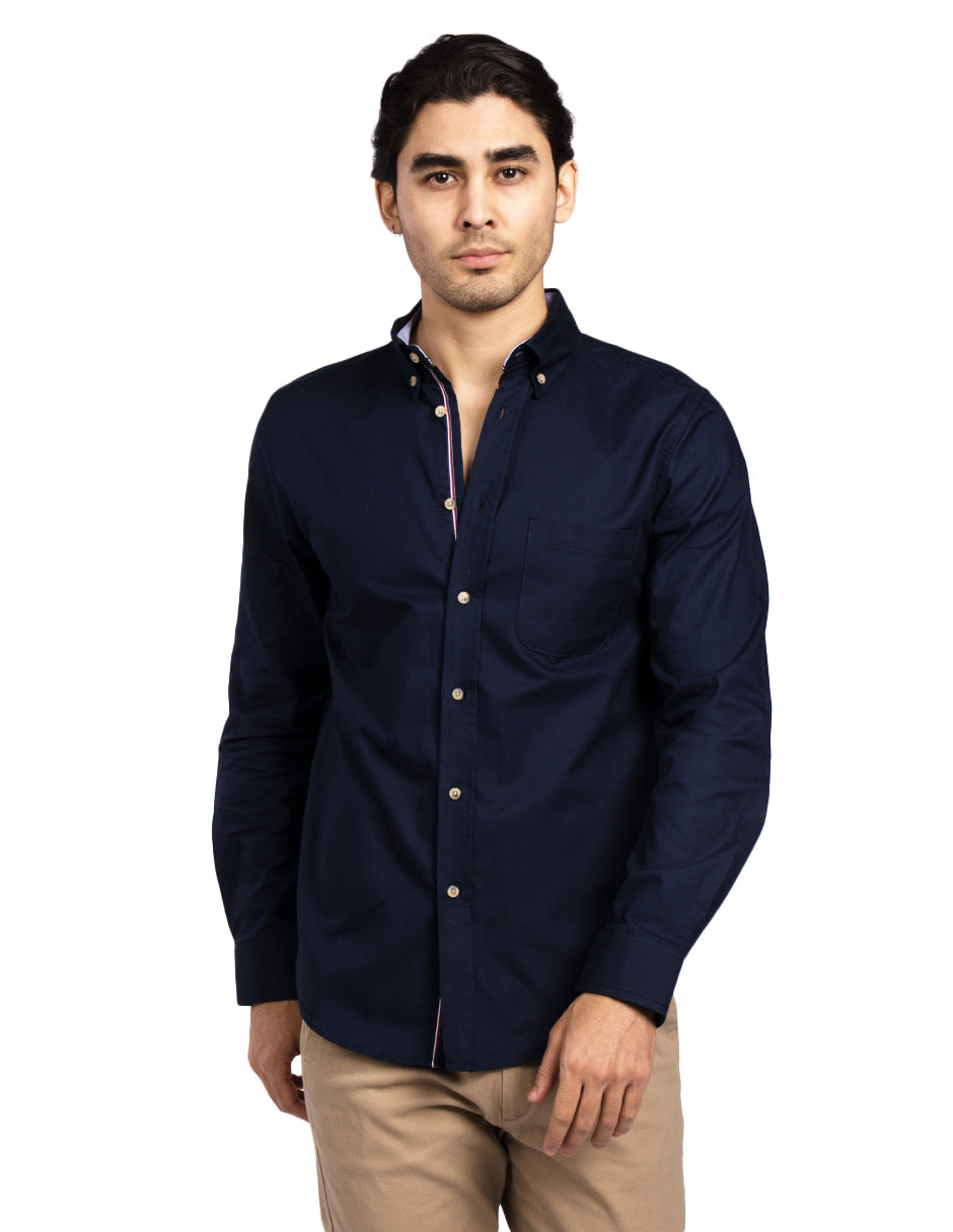 Camisas Para Hombre Regular Fit Oxford B51111 Marino