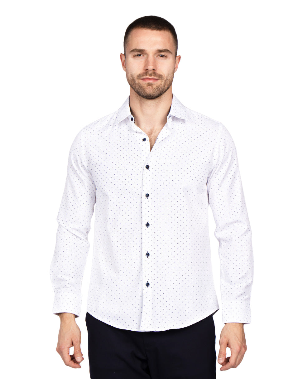 Camisas Para Hombre Slim Fit Microestampado B51315 Blanco