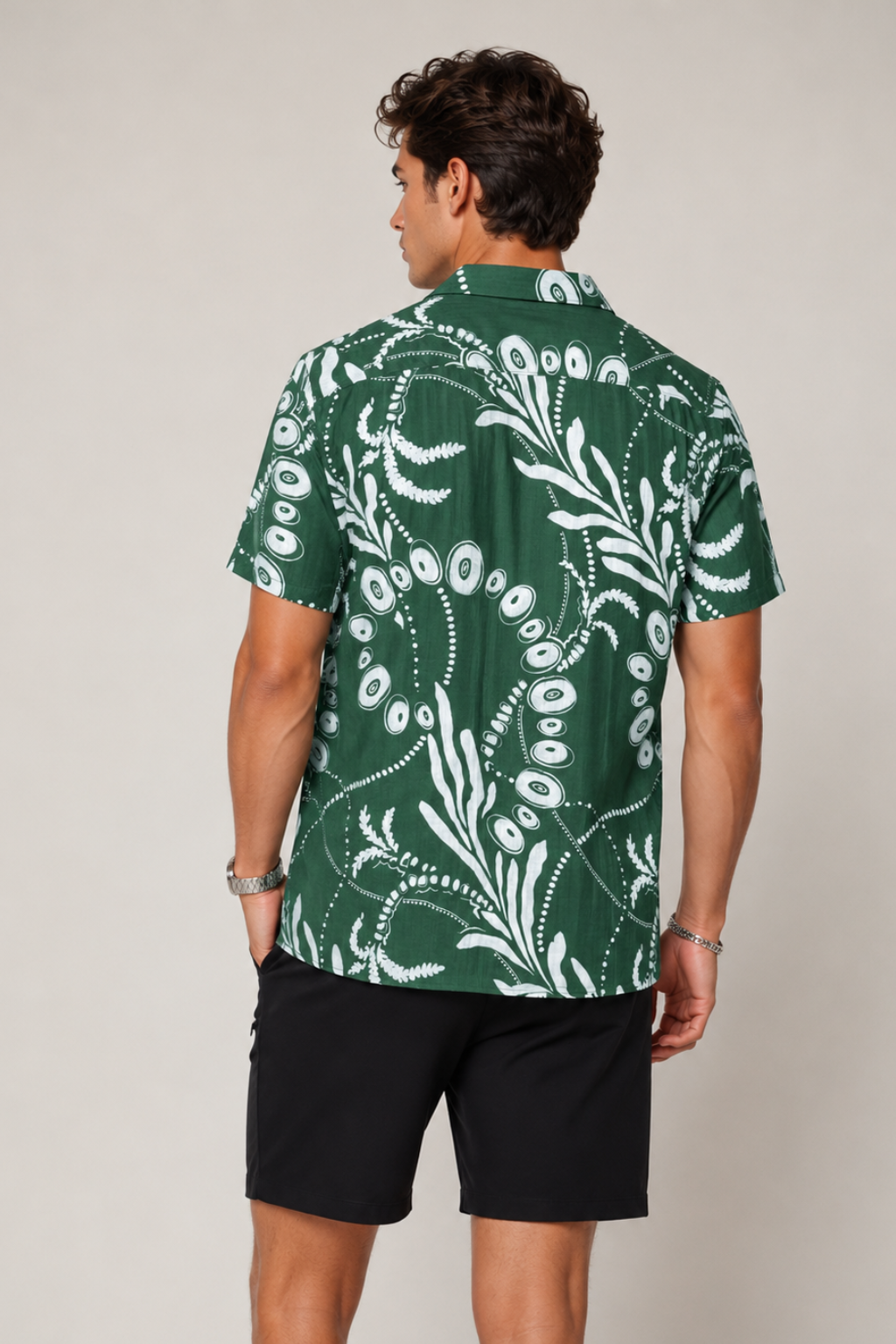 Camisas Para Hombre Manga Corta Verano Playa B61553 Olivo