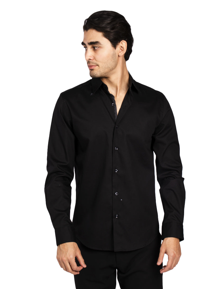 Camisas Para Hombre Slim Fit Textura B51302 Negro