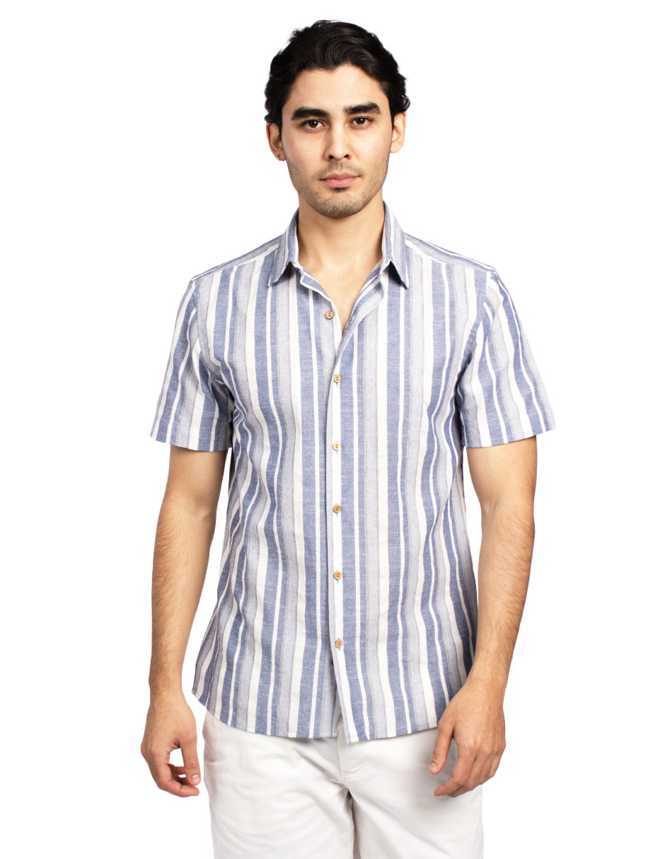 Camisas Para Hombre Dobbie Con Textura B51356 Indigo