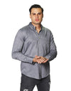 Camisas Para Hombre Bobois Moda Casuales De Manga Larga Con Textura Regular Fit B35221 Gris