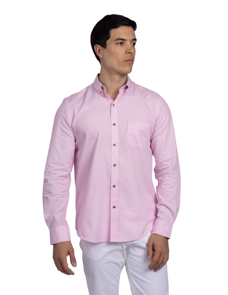 Camisas Para Hombre Manga Larga Essential B51101 Rosa