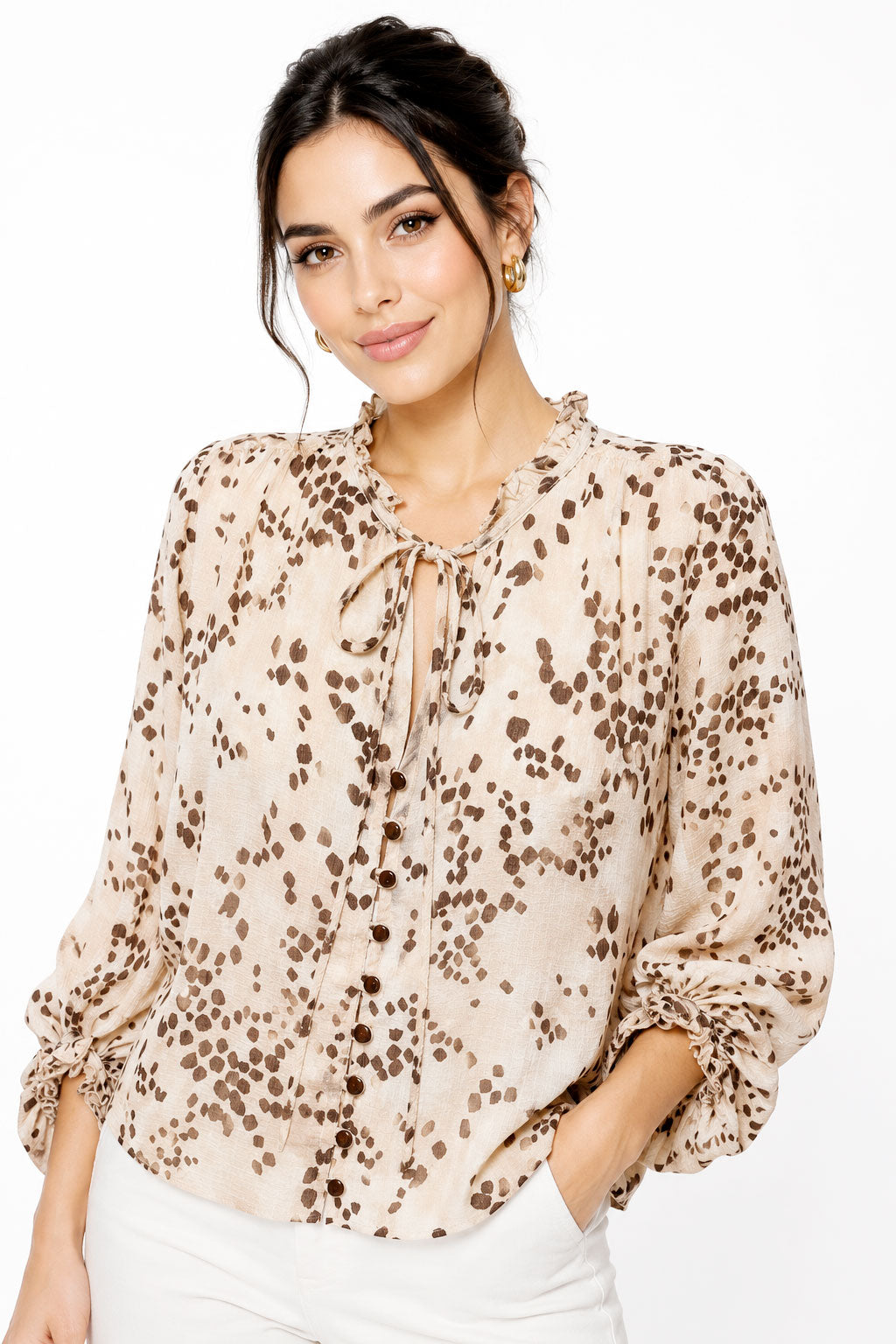 Blusas Para Mujer Con Jareta y Botones Translucida N61141 Unico