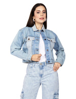 Chamarras Para Mujer Chaqueta Corta De Mezclilla Bicolor Q41100 Unico