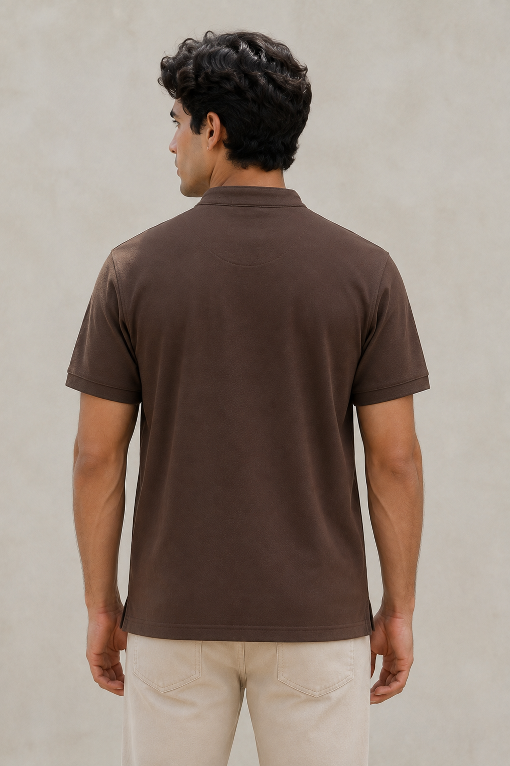 Playeras Polo Para Hombre Cuello Mao Spandex APMAO Chocolate