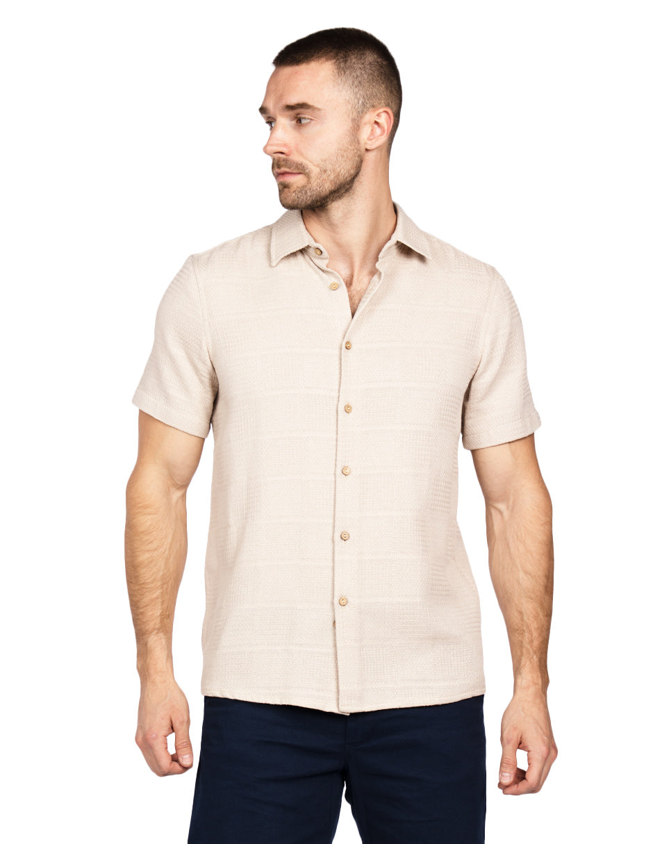Camisas Para Hombre Textura Jacquard B51367 Kaki