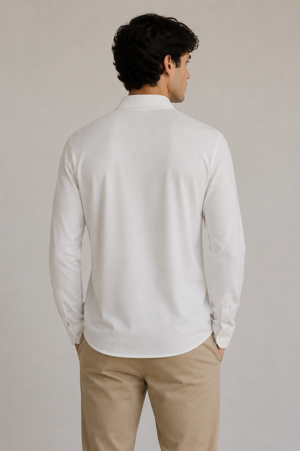 Camisas Para Hombre Piqué De Punto Super Stretch Non Iron B55405 Blanco