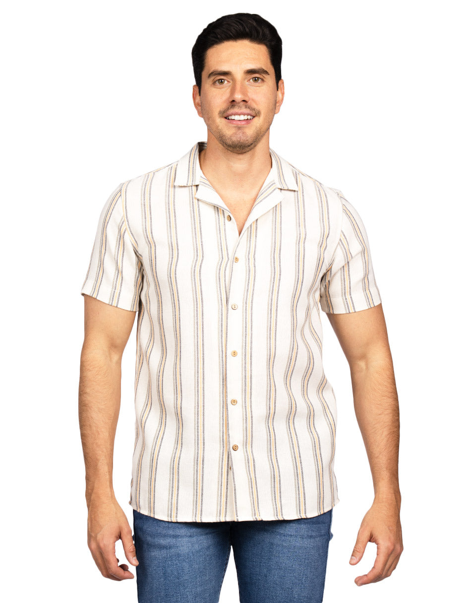 Camisas Para Hombre Resort Estampada B51364 Olivo