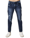 Jeans Para Hombre Bobois Moda Casuales Pantalones De Mezclilla Rasgado Slim Fit J41107 Azul