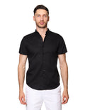 Camisas Para Hombre Bobois Moda Casuales Manga Corta Cuello Mao B31353 Negro