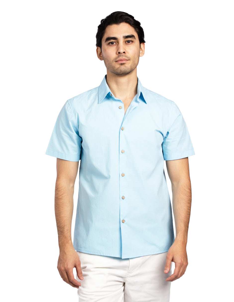 Camisas Para Hombre Regular Fit Recta B51352 Aqua