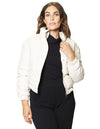 Chamarras Para Mujer Bobois Moda Casuales Chaqueta De Cierre Y Botones Corta Abollonada De Manga Larga Cuello Alto De Piel Vegana Con Bolsas Q33203 Crema