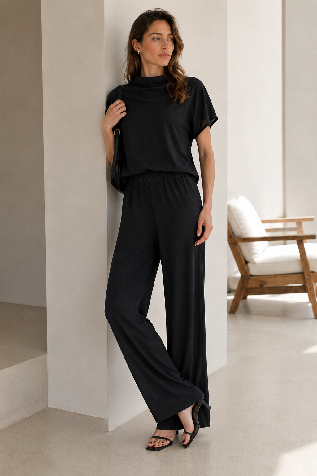 Blusas Para Mujer Cuello Alto Holgada N63124 Negro