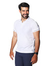 Playeras Polo Para Hombre De Manga Corta Con Detalle En Mangas A41412 Blanco