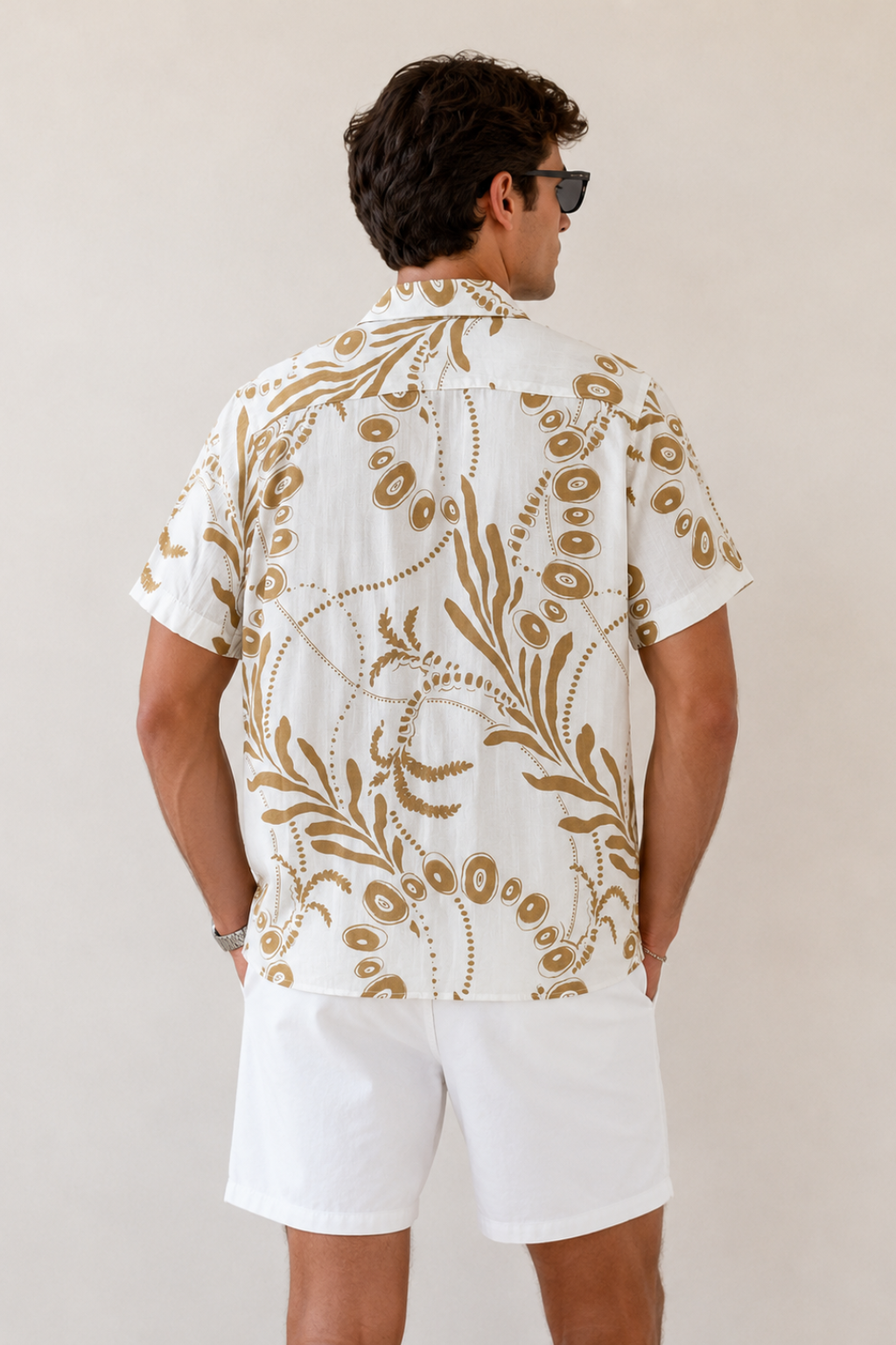 Camisas Para Hombre Manga Corta Verano Playa B61553 Kakhi
