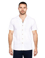 Camisas Para Hombre Jacquard De Manga Corta B51361 Blanco