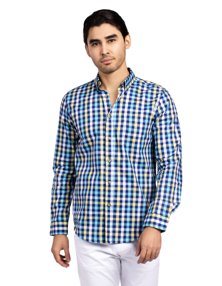Camisas Para Hombre Regular Fit B51104 Aqua