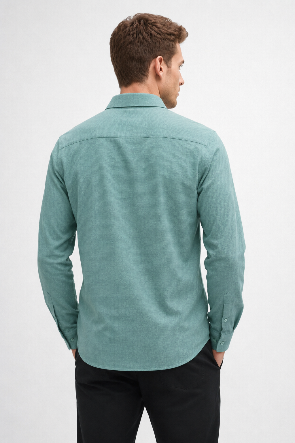 Camisa para Hombre Micropanal Antiarrugas B61403 Verde