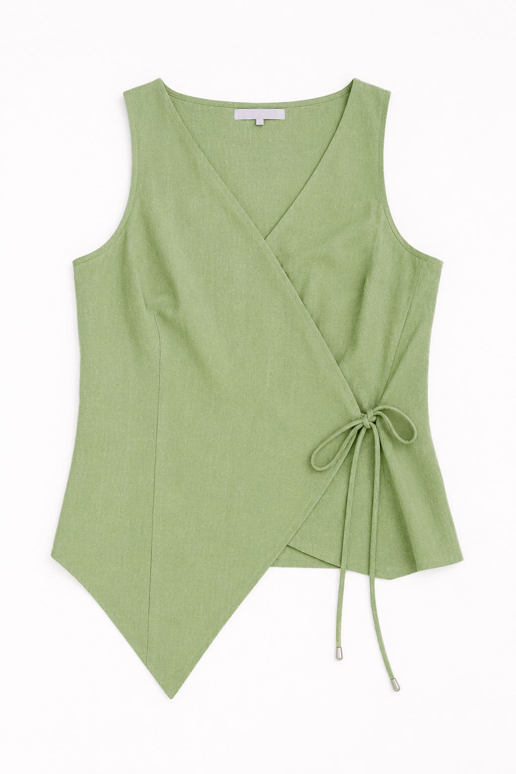 Chalecos Para Mujer Lino Asimétrico Cruzado R61101 Olivo