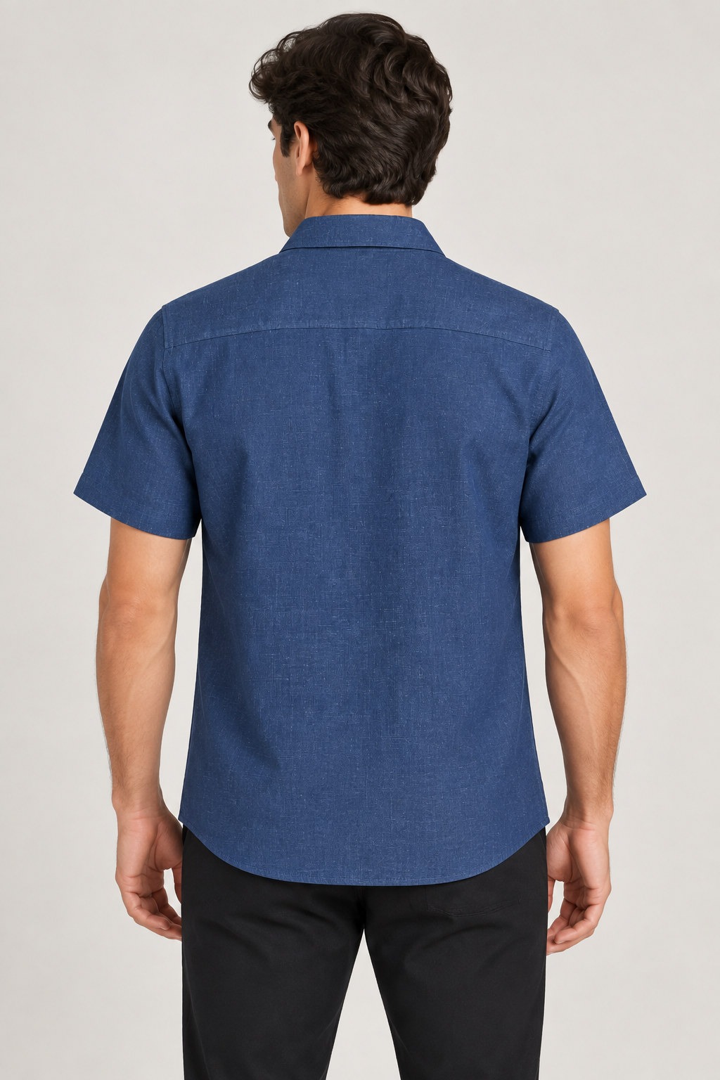 Camisas Para Hombre Manga Corta Albatros Tipo Lino Semi Recta B61561 Indigo