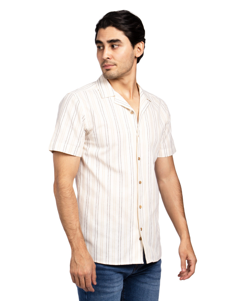 Camisas Para Hombre Dobbie Preteñido B51362 Hueso