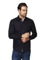 Camisas Para Hombre Manga Larga Micro Rayas B45308 Negro